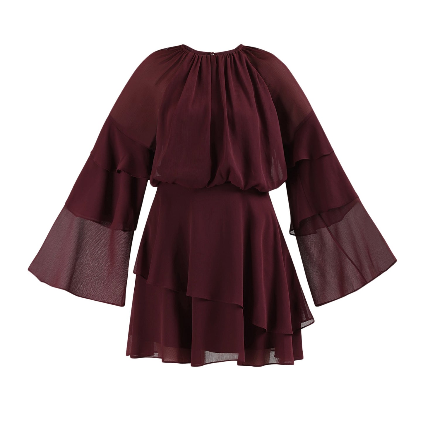TheCollective - Women Red Tiered Long Sleeve Mini Dress