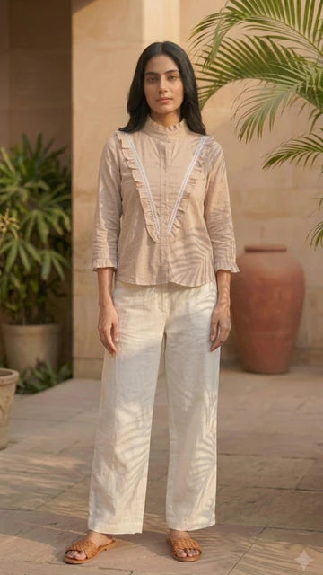Etehas Sand brown Cotton Top