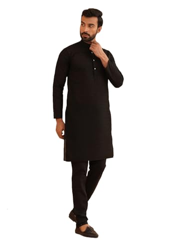 SOJANYA( Since 1958 Men's Cotton Thread Embroidered Kurta With Churidaar Pyjama