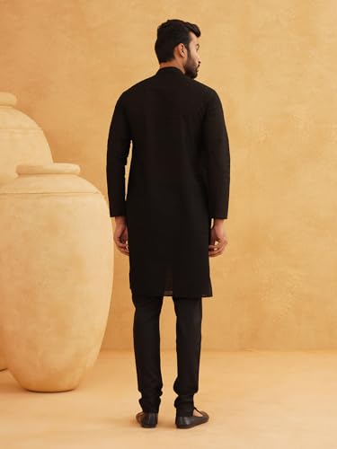 SOJANYA( Since 1958 Men's Cotton Thread Embroidered Kurta With Churidaar Pyjama