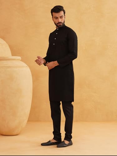 SOJANYA( Since 1958 Men's Cotton Thread Embroidered Kurta With Churidaar Pyjama