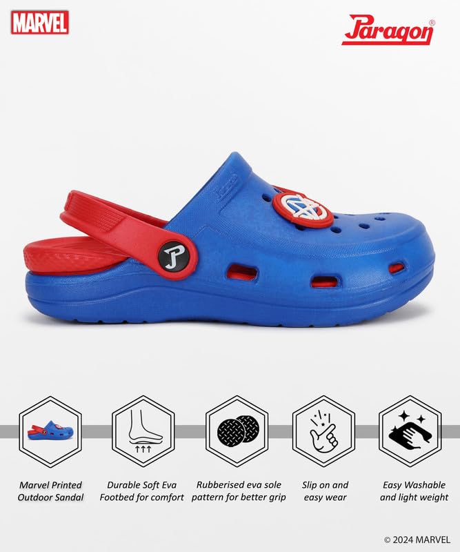 PARAGON Marvel Spiderman EVMK8013K Kids' Casual Clogs | Stylish Clogs for Kids with Durable Sole, Cushioned Foot Support & Sturdy Build | Ideal for Outdoor Use