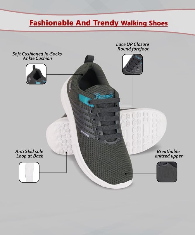 Paragon K1014G Stylish Sneakers for Men with Breathable Upper Mesh, Cushioned Insoles, Lace up| Comfortable, Lightweight & Durable Everyday Casual Shoes for Men Ideal for Outdoor Use