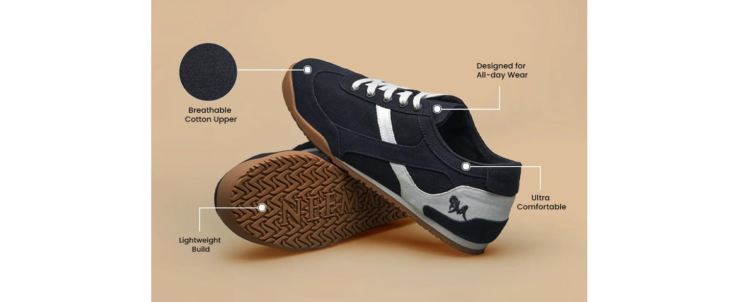 Neeman's Urban Casual Sneakers for Men | Comfortable and Lightweight Casual Lace Up Shoes for Boys | All Day Wear | Stylish and Trendy | Walking Sneakers | Cotton Shoes