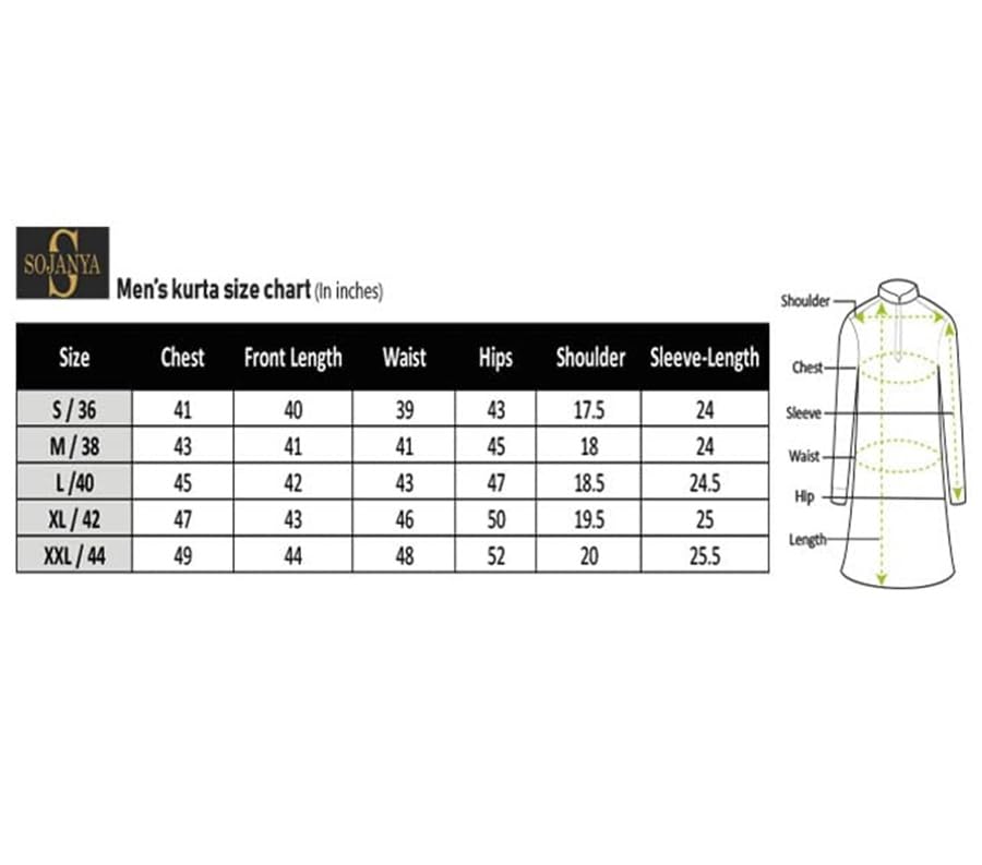 SOJANYA (Since 1958, Men's Silk Blend Cream Printed ONLY Long Kurta