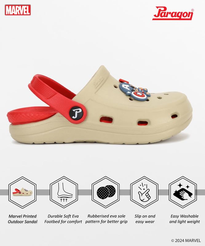 PARAGON Marvel Spiderman EVMK8013K Kids' Casual Clogs | Stylish Clogs for Kids with Durable Sole, Cushioned Foot Support & Sturdy Build | Ideal for Outdoor Use