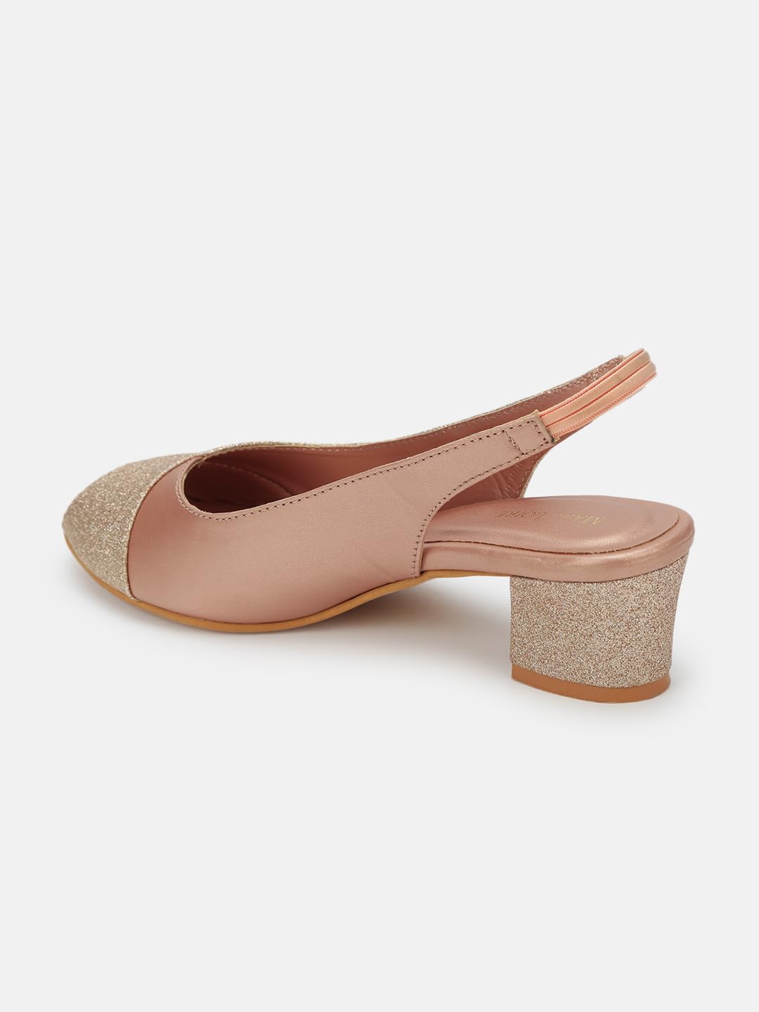 Marc Loire Women's Slip On Shimmer Peep Toes Block Heel Fashion Sandals for Casual, Outdoor, Party and Holidays