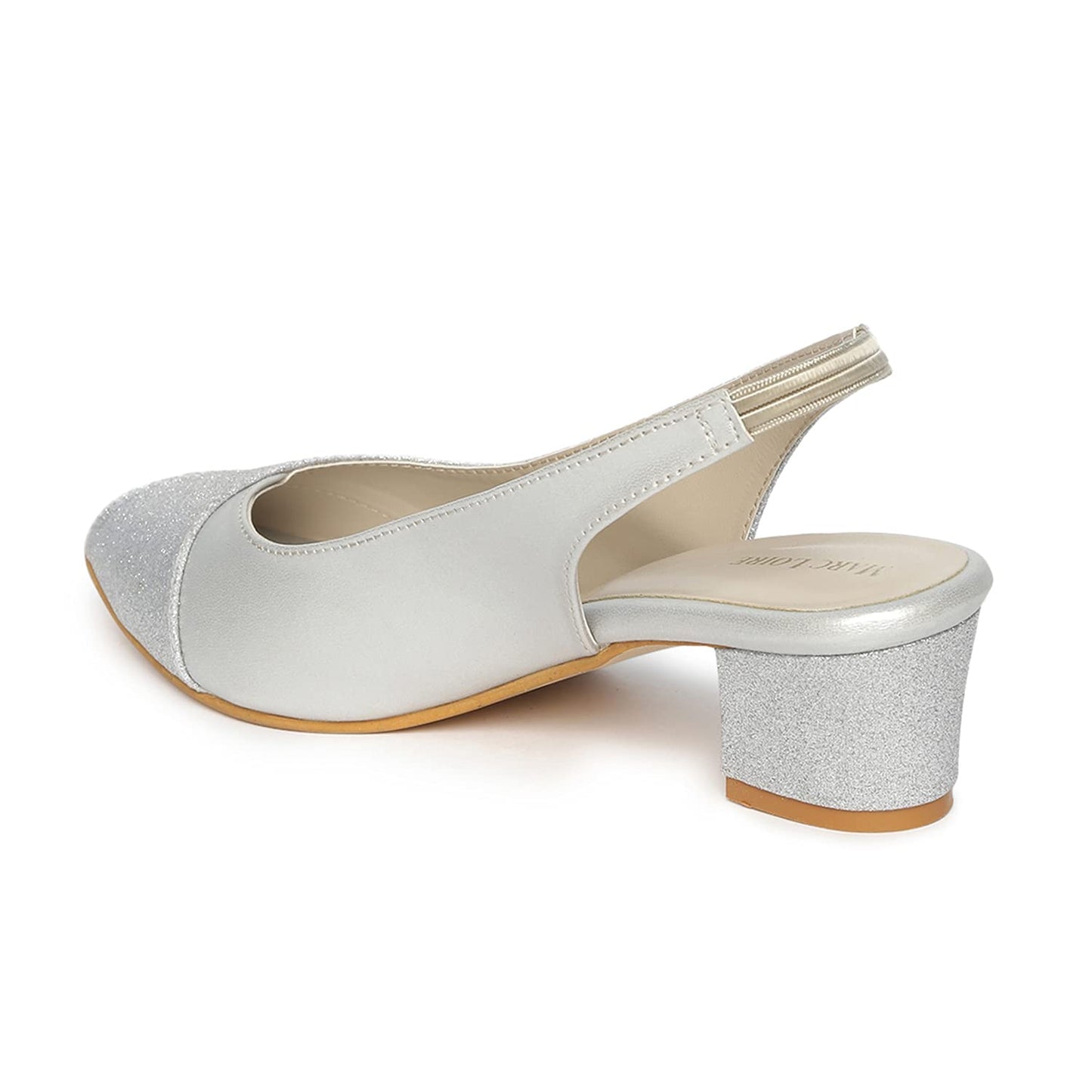 Marc Loire Women's Slip On Shimmer Peep Toes Block Heel Fashion Sandals for Casual, Outdoor, Party and Holidays