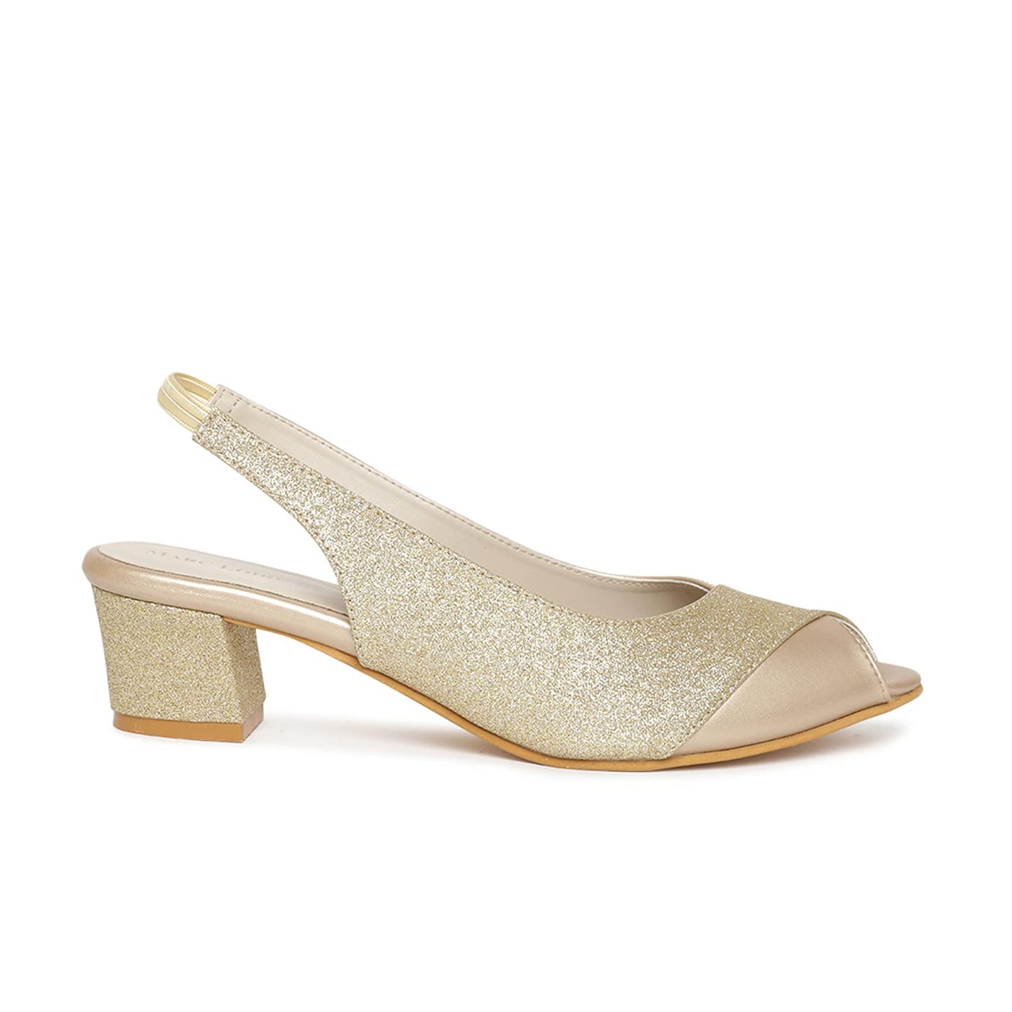 Marc Loire Women's Slip On Shimmer Peep Toes Block Heel Fashion Sandals for Casual, Outdoor, Party and Holidays