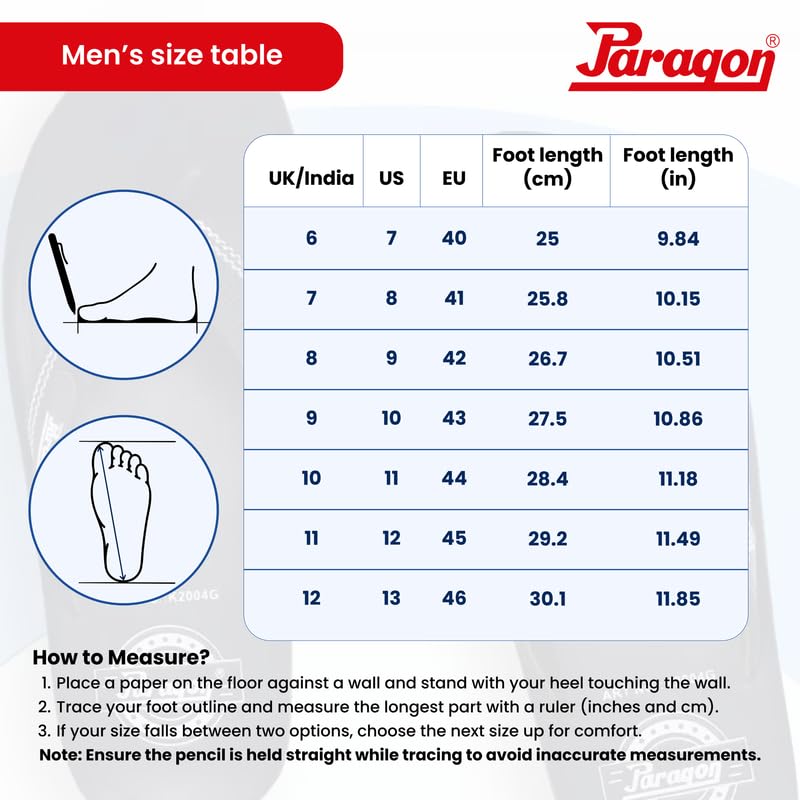 Paragon PUK3502GS Sports Shoes for Men | Stylish Design, Comfortable Cushioned Insole, Lace up and Sturdy Grip for Better Fitting, Breathable Upper Material | Ideal for Everyday Use