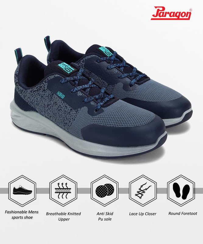PARAGON PUK3506GS Sports Shoes for Men | Stylish Design, Comfortable Cushioned Insole, Lace up and Sturdy Grip for Better Fitting, Breathable Upper Material | Ideal for Everyday Use