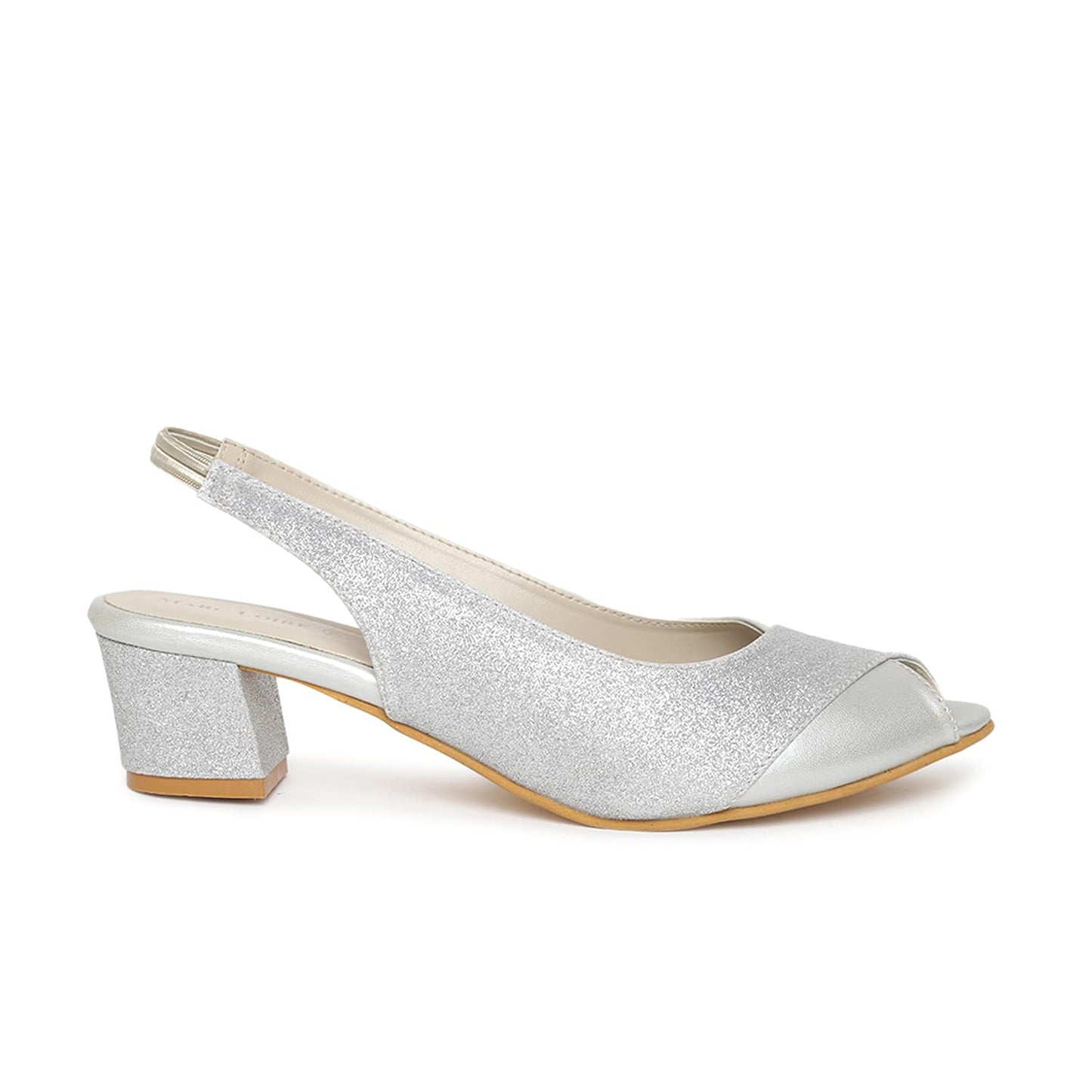 Marc Loire Women's Slip On Shimmer Peep Toes Block Heel Fashion Sandals for Casual, Outdoor, Party and Holidays