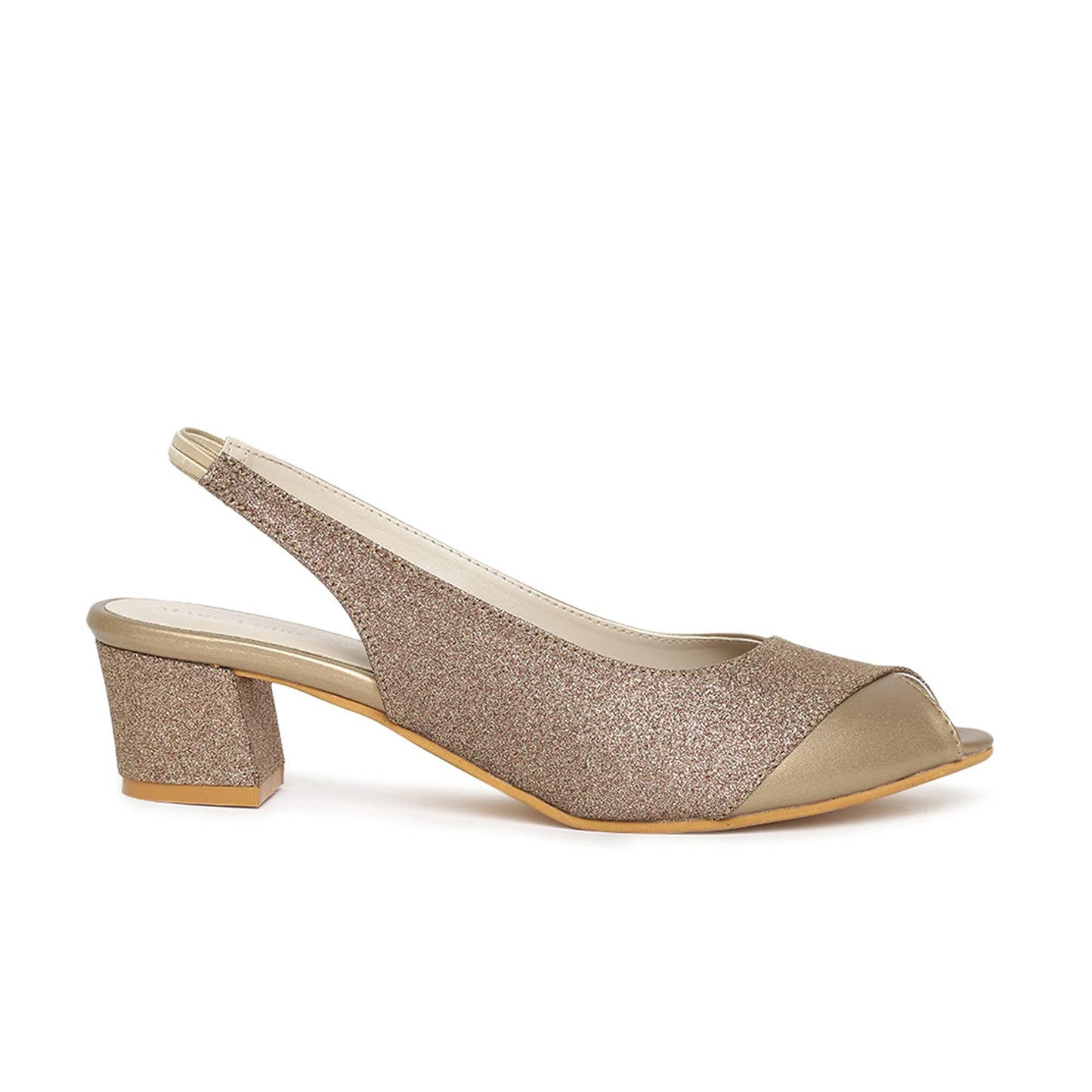 Marc Loire Women's Slip On Shimmer Peep Toes Block Heel Fashion Sandals for Casual, Outdoor, Party and Holidays
