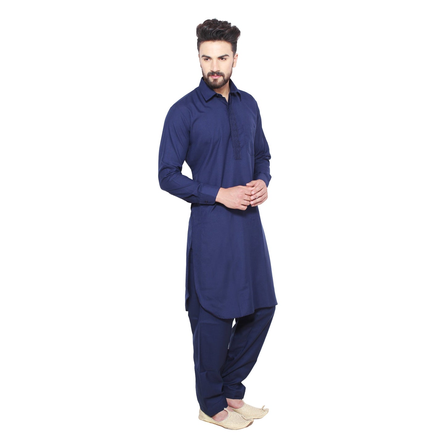 SOJANYA (Since 1958 Men's Soft & Comfortable Cotton Blend Solid Pathani Set-Perfect for Eid & Holi Celebrations