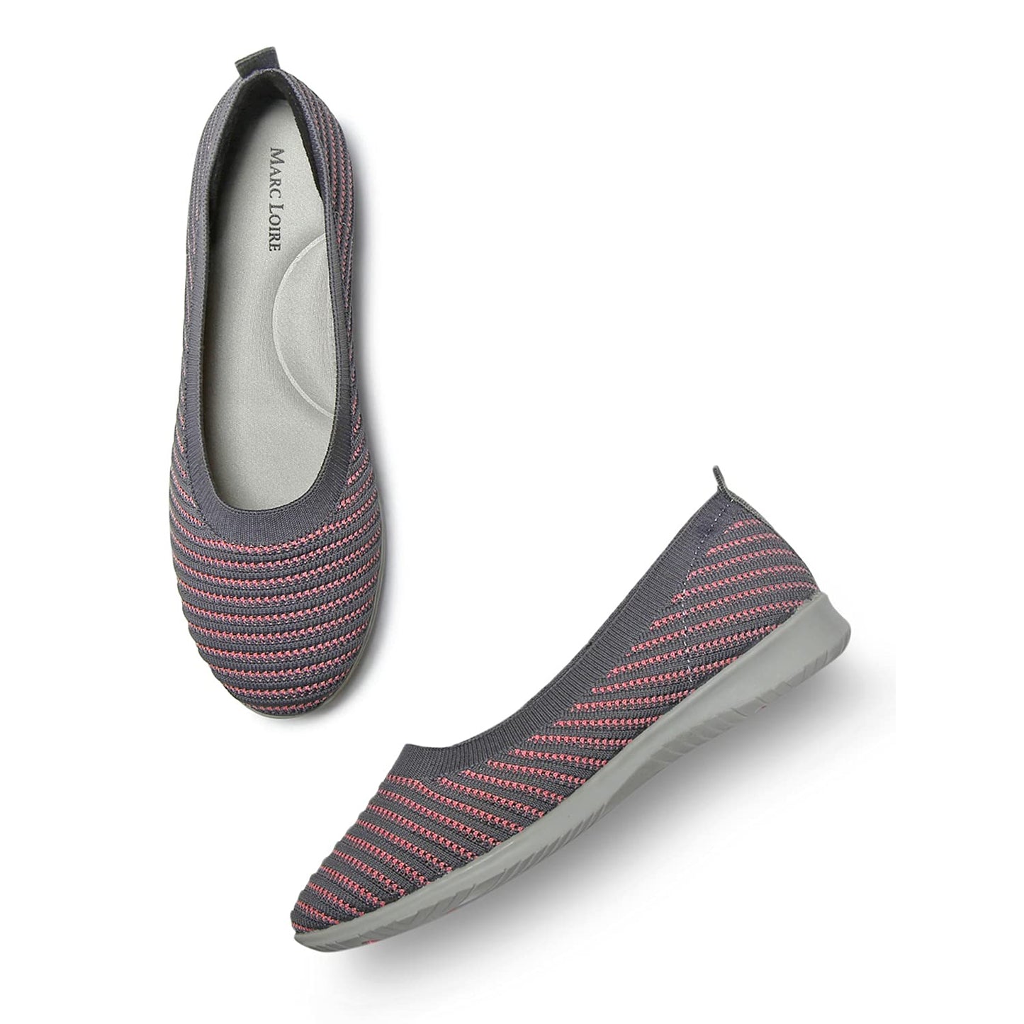 Marc Loire Women's Athleisure Lightweight Knitted Active Wear Slip-On Ballerina Shoes for Daily Walking