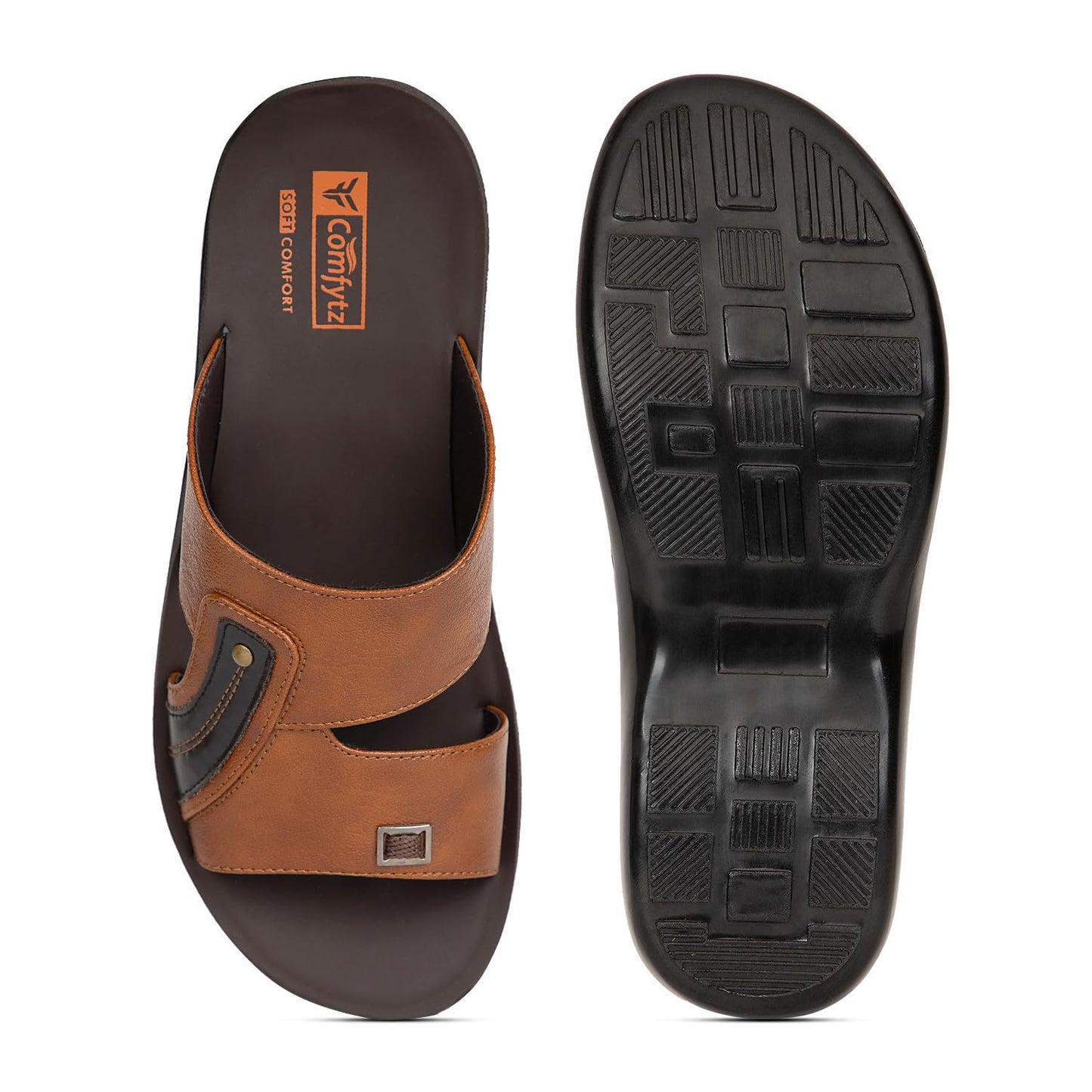 RF COMFYTZ Men's Open Toe Slip-on Sandal | Ultra Soft Memory Cushion Chappal | Flip-Flop for Outdoor/Festive Ethnic Wear | Comfortable Footbed & Slip Resistant | Perfect for Kurta, Lungis, Weddings & Casual Use