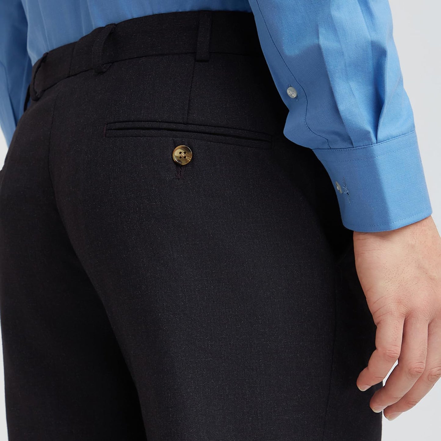 Park Avenue Men's Regular Fit Stripe Pattern Poly Viscose Blend Flat Front Formal Trouser (Size: 32)-PMTX07639-O8 Dark Brown