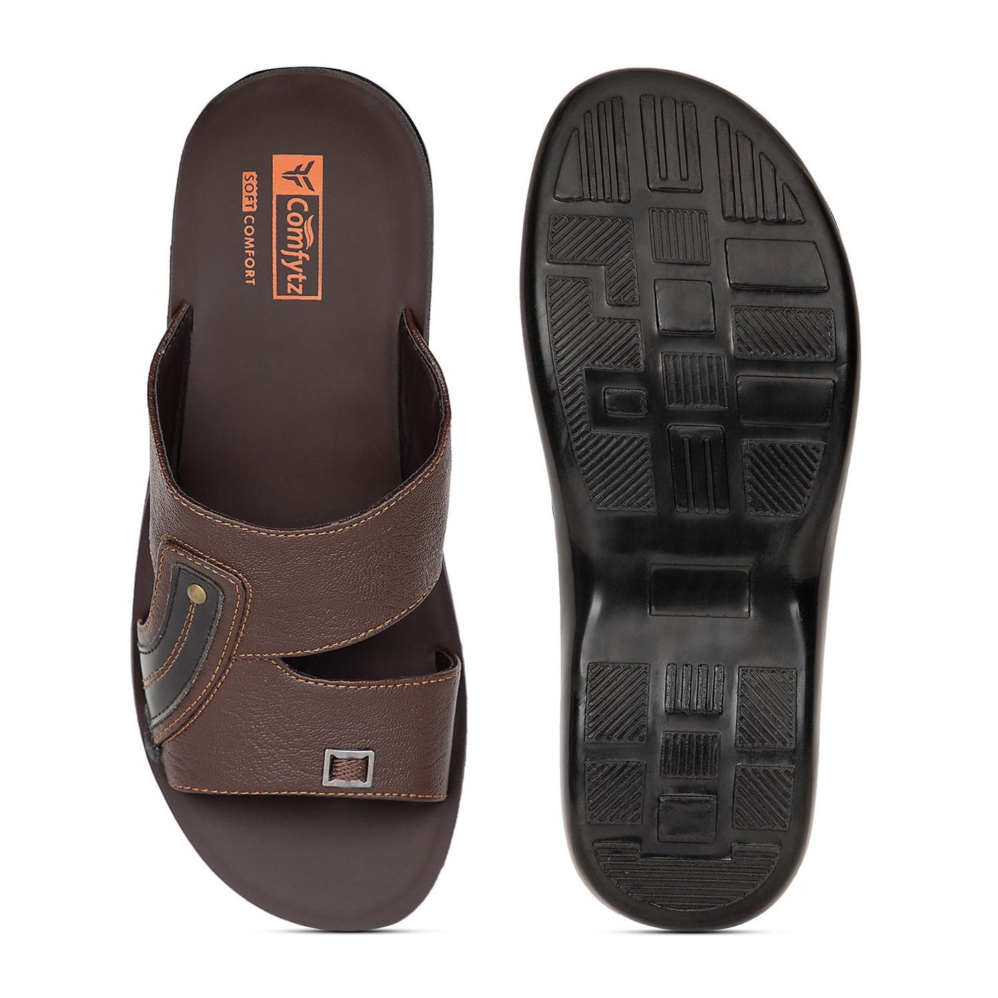 RF COMFYTZ Men's Open Toe Slip-on Sandal | Ultra Soft Memory Cushion Chappal | Flip-Flop for Outdoor/Festive Ethnic Wear | Comfortable Footbed & Slip Resistant | Perfect for Kurta, Lungis, Weddings & Casual Use