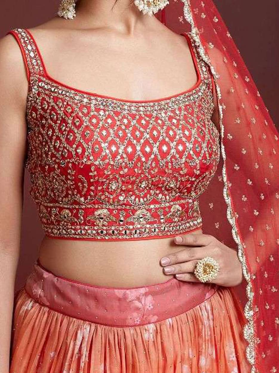 Zeel Clothing Women's Silk Embroidered Semi-Stitched Wedding Lehenga Choli with Dupatta Free Size