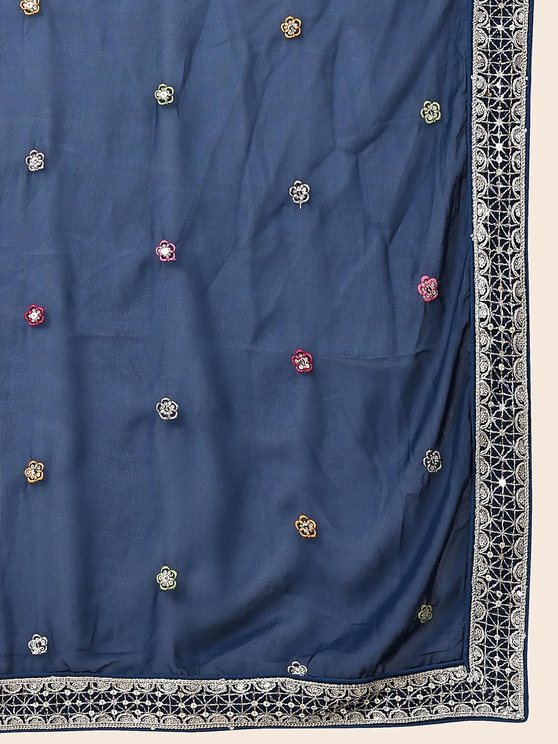 Zeel Clothing Womens Georgette Lehenga Choli Semi-Stitched Blue Wedding Bridal Free Size