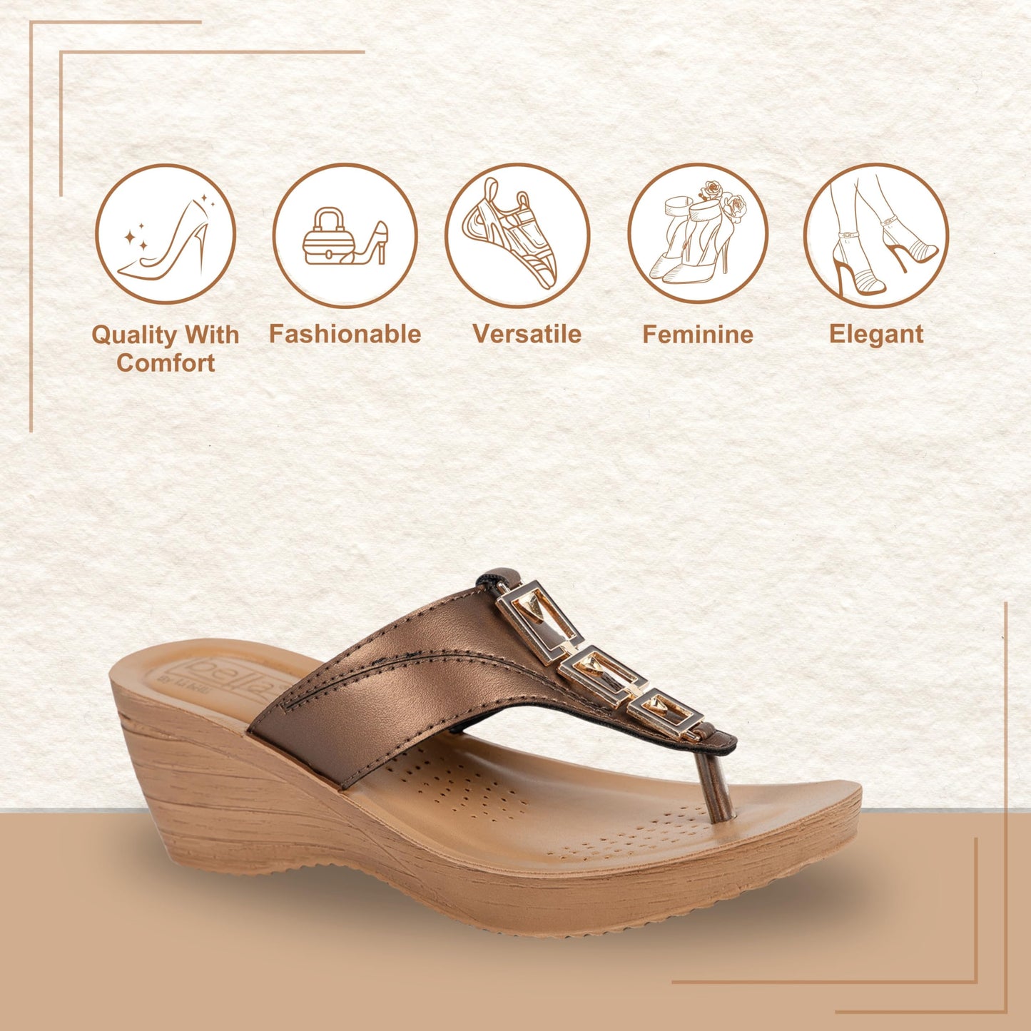 BELLA by Labella Women's Fashion Platform Slip-On Sandal – Comfortable, Lightweight, Slip-Resistant, Breathable – Ideal for Casual and Office Wear