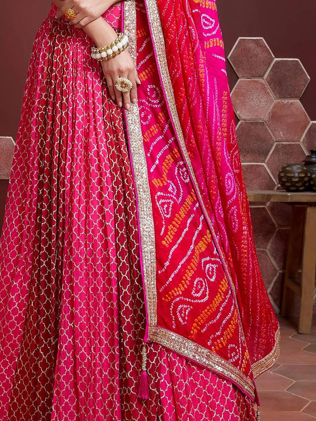 Zeel Clothing womens Zeel Clothing Women's Pink Silk Embroidered Wedding Bridal Girlish Lehenga Choli with Dupatta