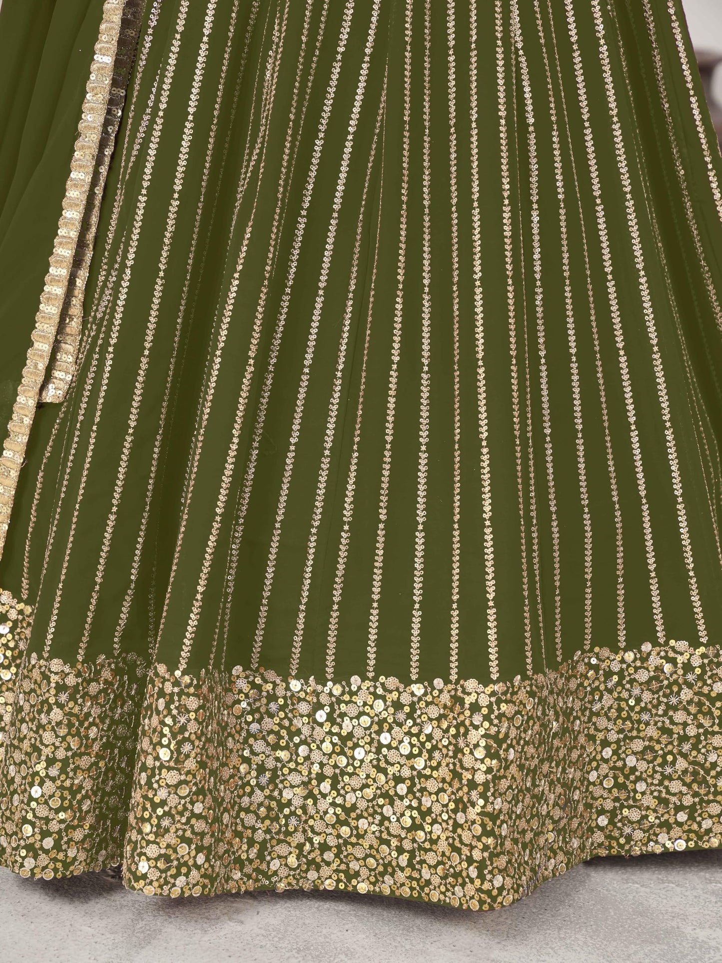 Zeel Clothing Women's Sequins Zari Embroidered Pure Georgette Lehenga Choli With Dupatta (5067-Wedding-Lehenga-Choli-Latest; Free Size)