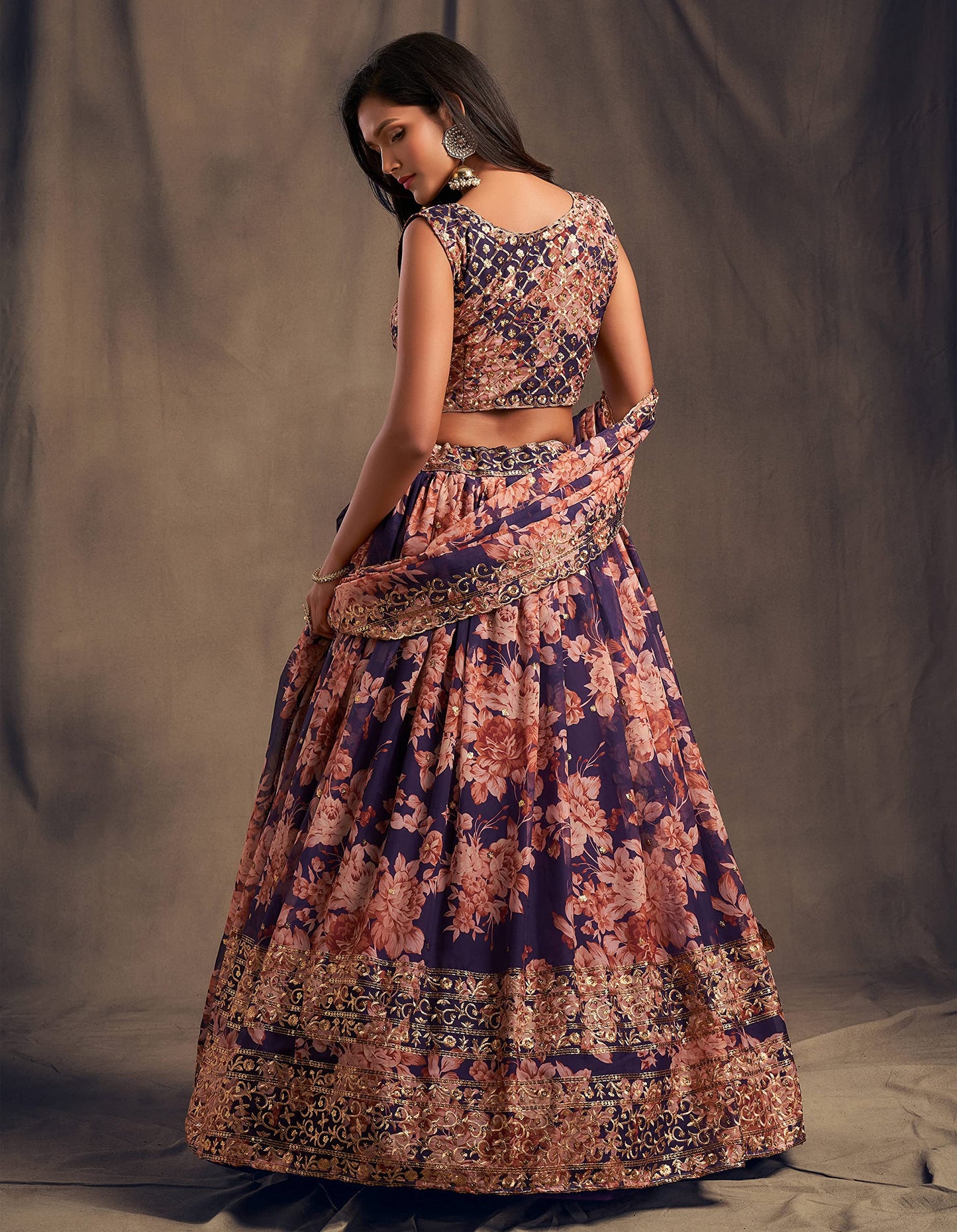 Zeel Clothing Women's Organza Floral White Semi-Stitched Lehenga Choli (7611-Wedding-Floral-Lehenga-Latest, White)