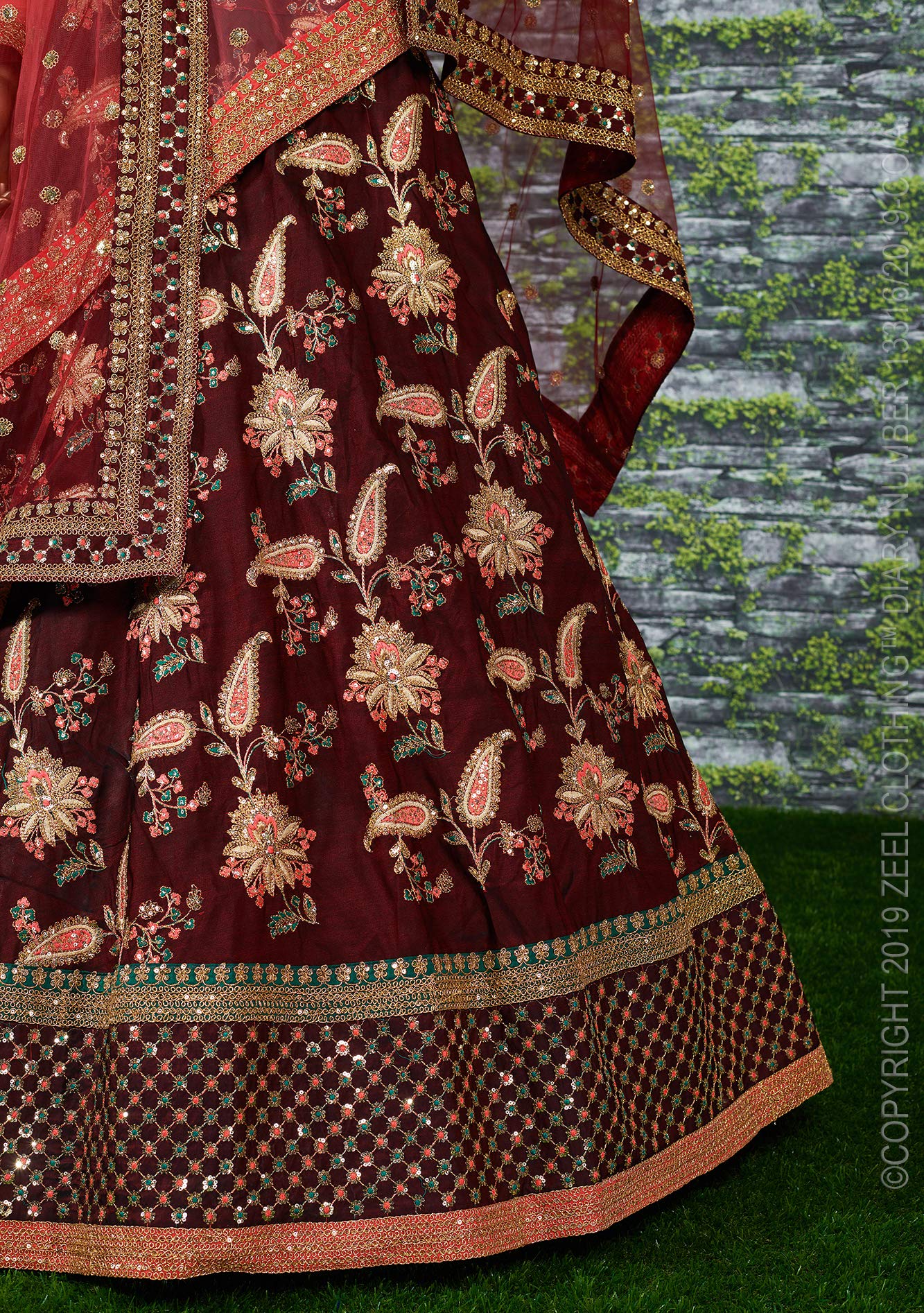 Zeel Clothing Women's Silk Semi-Stitched Lehenga Choli (7034-Wedding-Bridal-New)