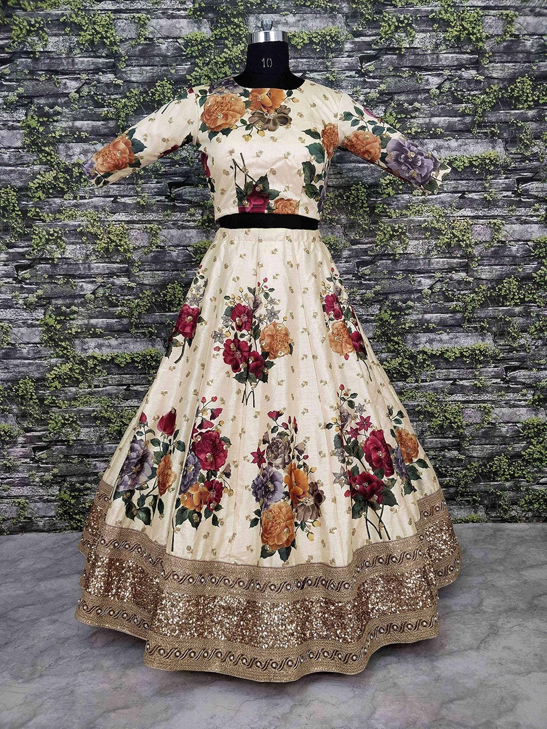 Zeel Clothing Women's Art Silk Semi Stitched Lehenga Choli with Dupatta (Wedding-Bridal-Lehenga-7019-White,Free Size)