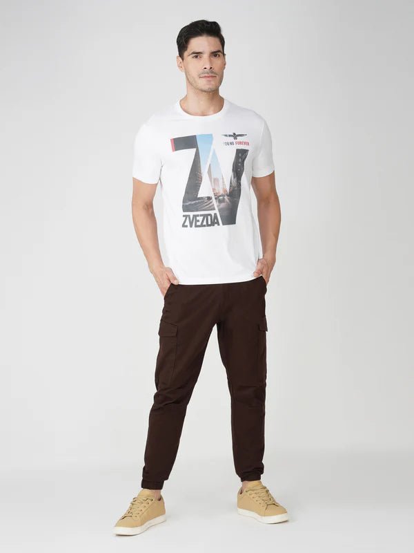 White Cotton Graphic Print T-Shirt – Euro Fit (PHT-012A)
