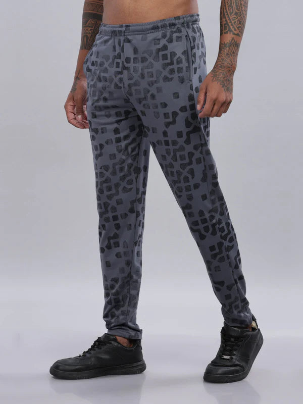 Wexford-Grey Printed Regular Fit Trackpant