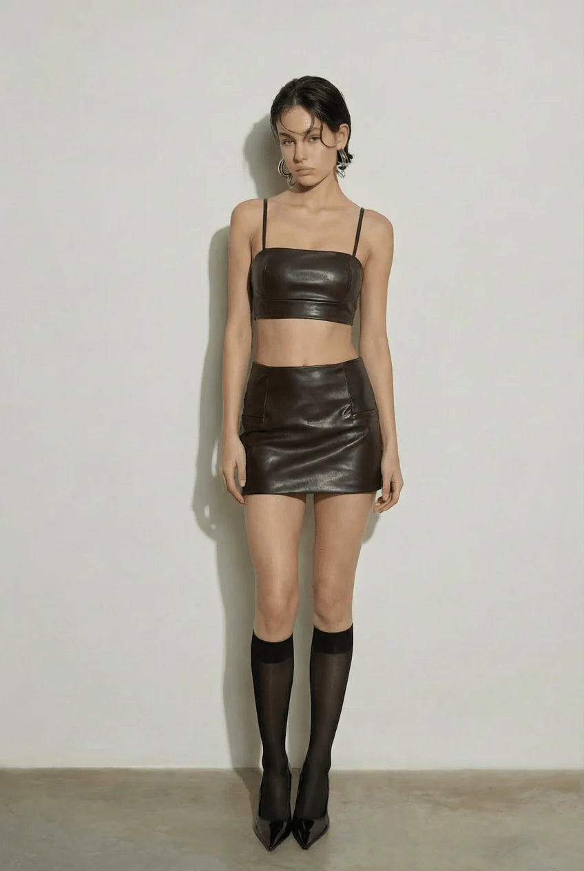 BEEGLEE - Brown Iris Leather Bralette