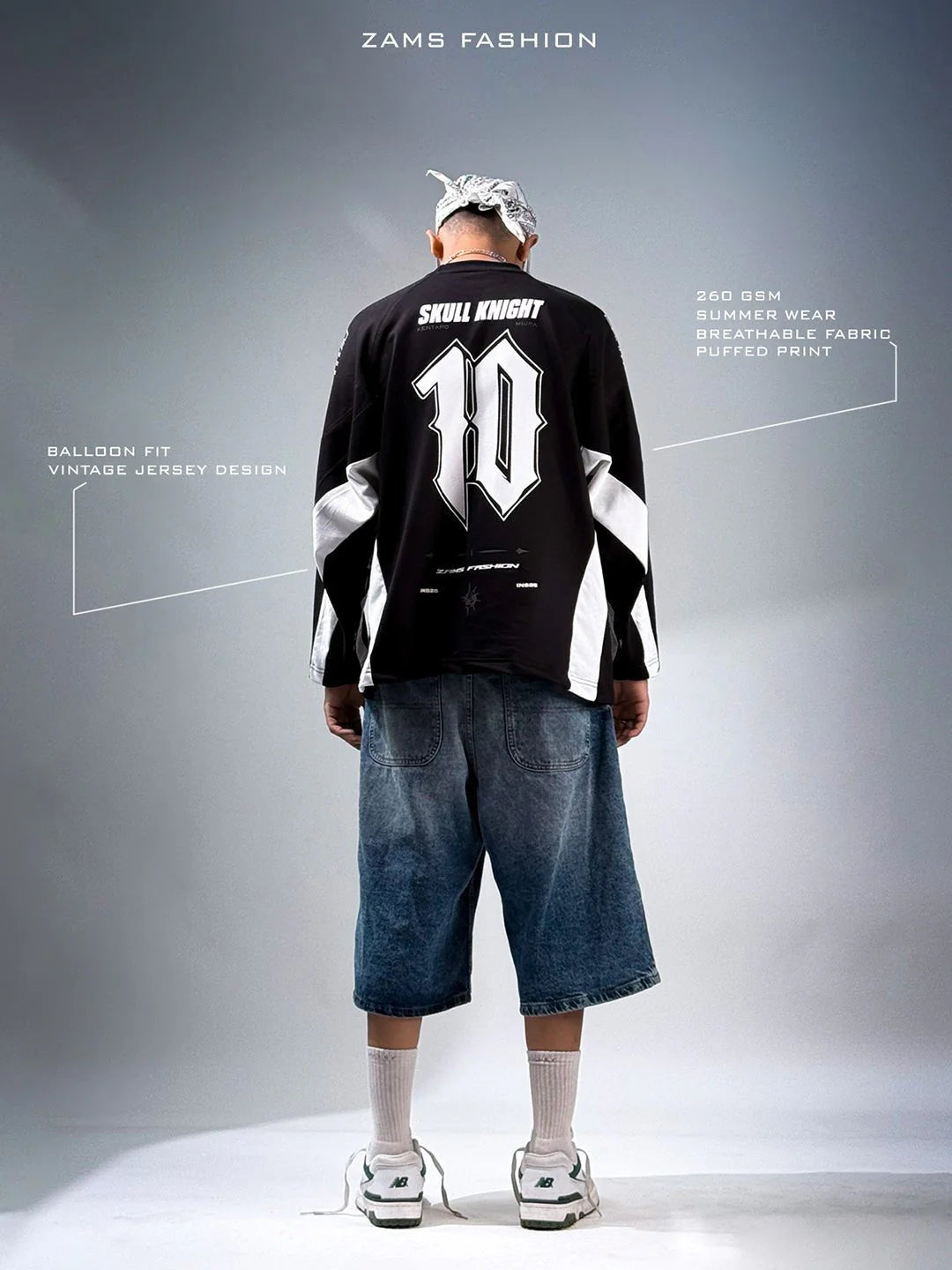 Zams-SKULL KNIGHT / BERSERK / OVERSIZED RAGLAN FULL SLEEVES T-SHIRT