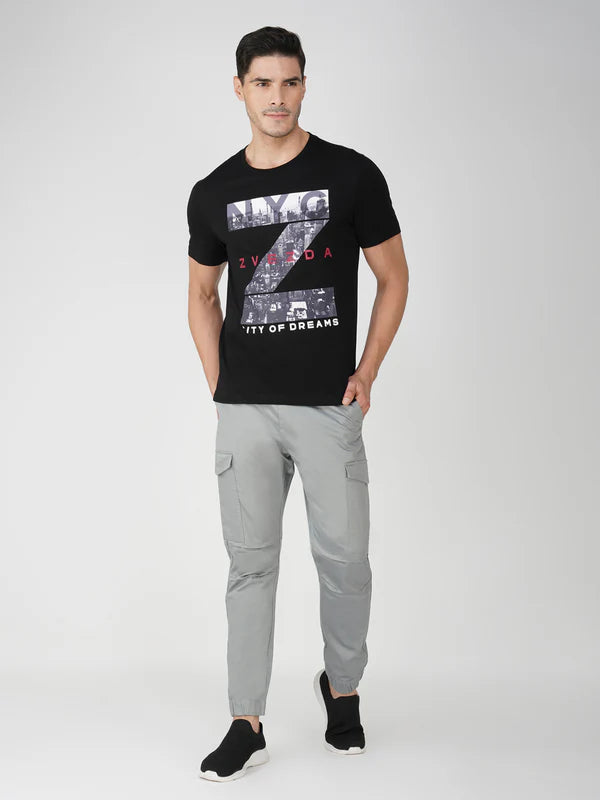 ZZ-Black Cotton Graphic Print T-Shirt – Euro Fit (PHT-003A)