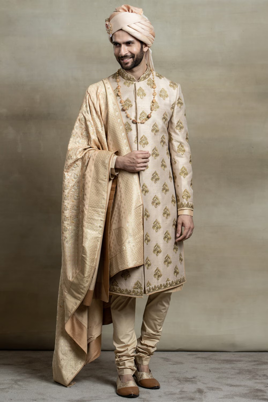 ABFRL-Gold Zardozi Embroidered Sherwani