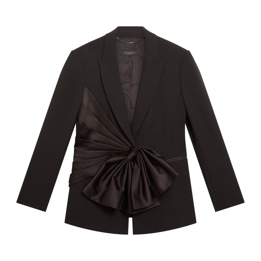 The Collective - Women Black Solid Ruched Detailing Blazer