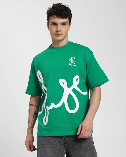 Surgelane - Oversized Printed T-shirt-Green