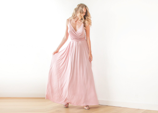 Pink Wrap Maxi Dress #1060