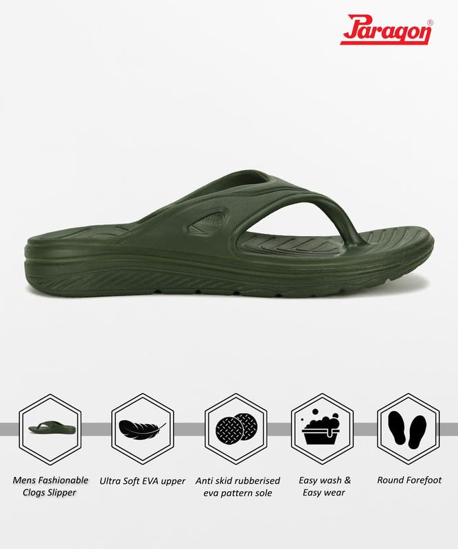 PARAGON K3415G Slippers for Men | Comfortable, Lightweight, Durable Flip Flops with Rubberised EVA Sole | Easy Washable Slip Ons | Ideal for Everyday Use
