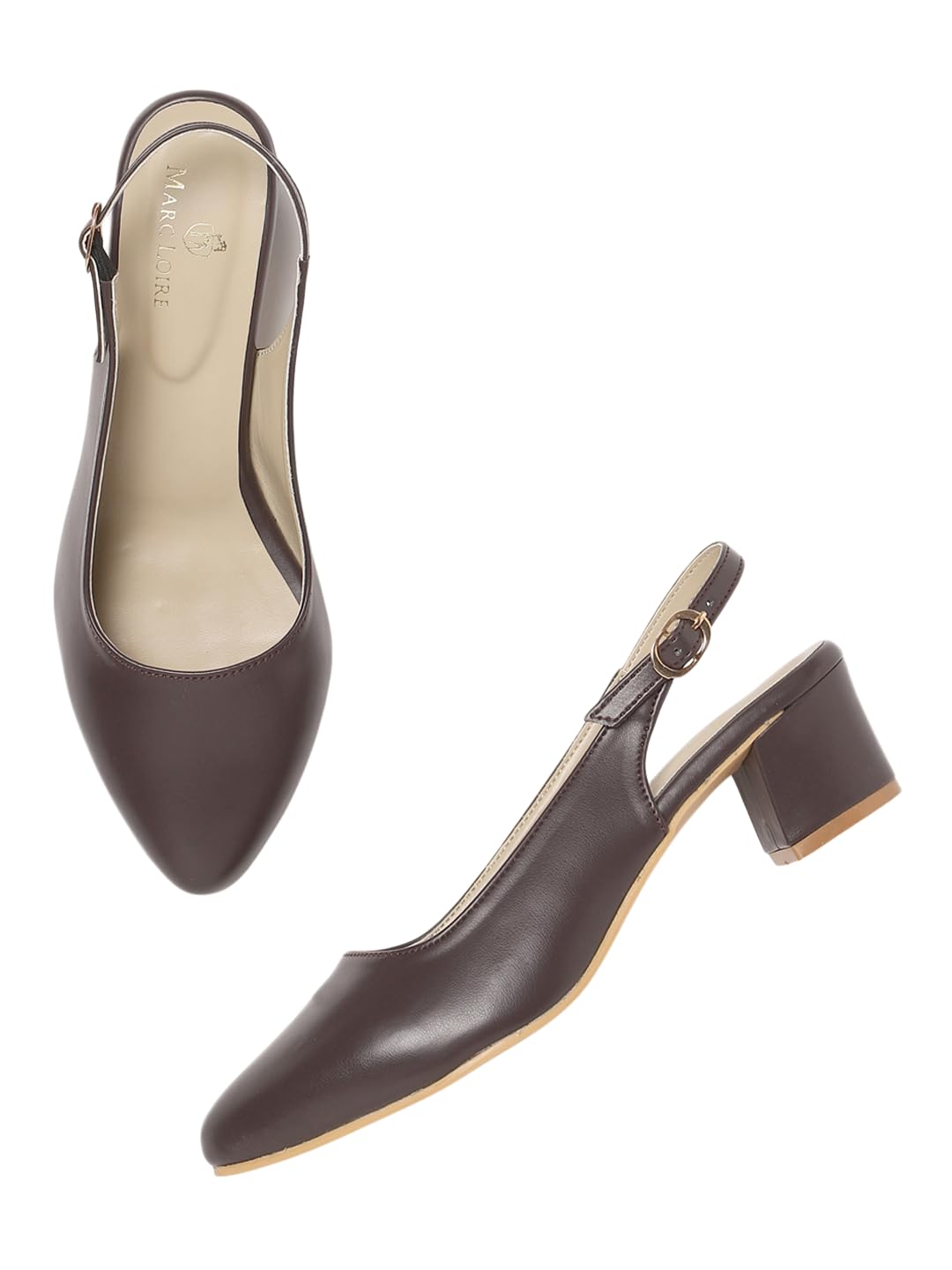 Marc Loire Women's Pointed Toe Block Heel Pumps for Office, Party and Formal Occasions
