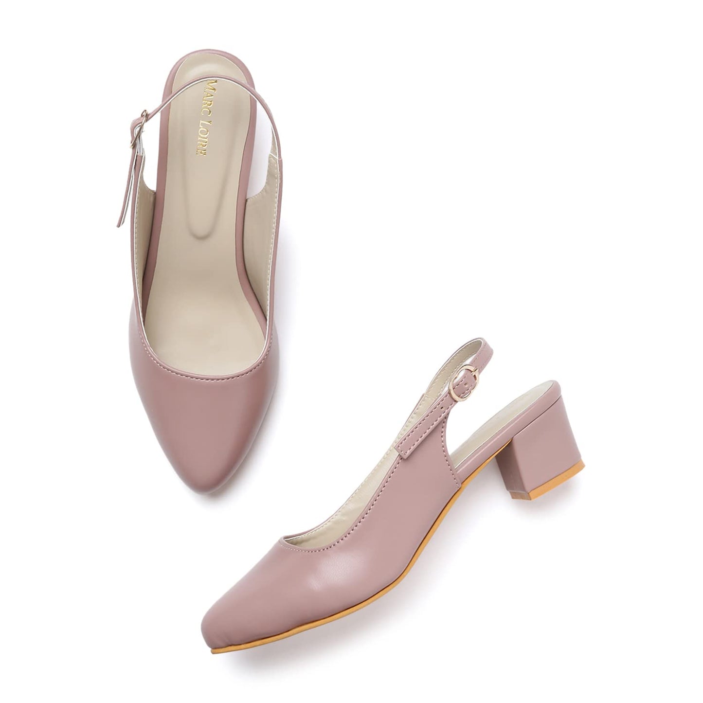 Marc Loire Women's Pointed Toe Block Heel Pumps for Office, Party and Formal Occasions