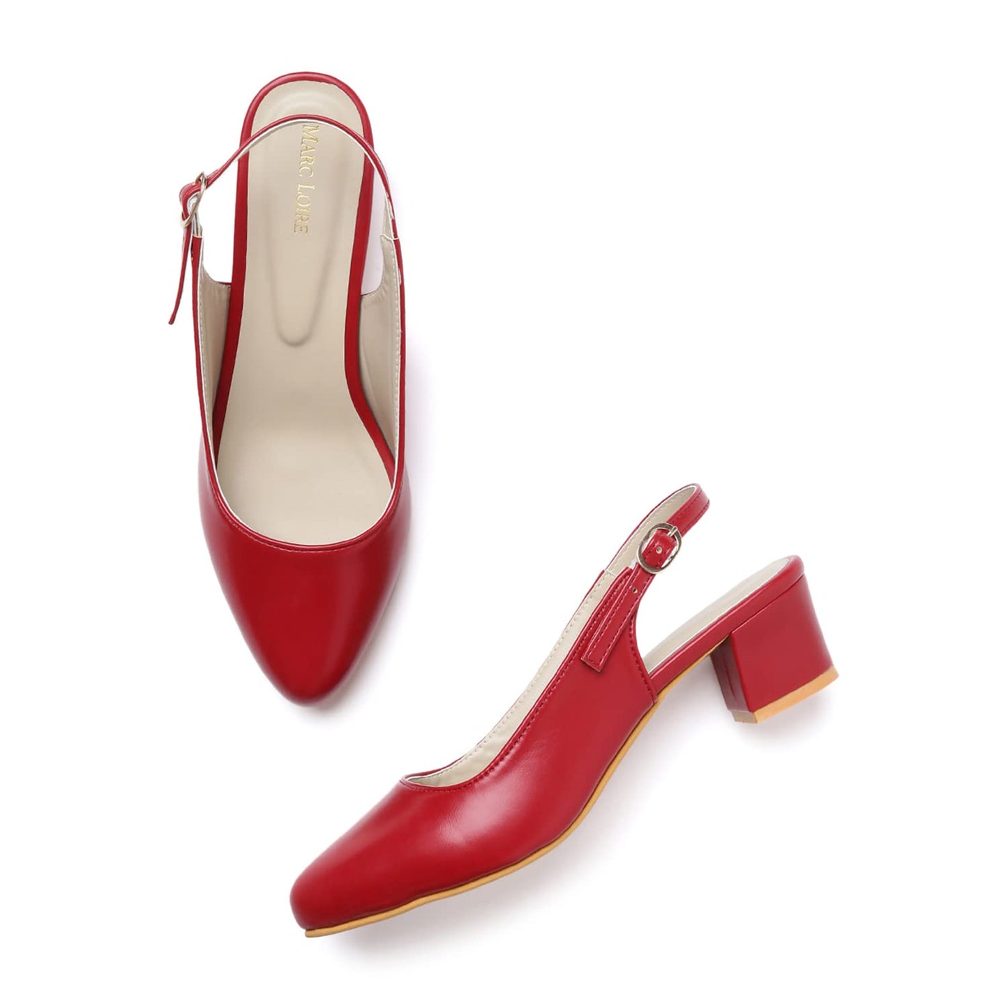 Marc Loire Women's Pointed Toe Block Heel Pumps for Office, Party and Formal Occasions