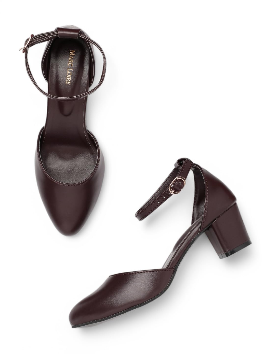 Marc Loire Women’s Pointed Toe Block Heel Fashion Sandals with Buckled Ankle Strap