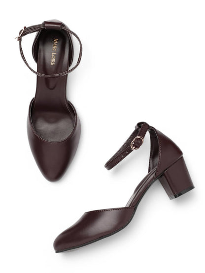 Marc Loire Women’s Pointed Toe Block Heel Fashion Sandals with Buckled Ankle Strap