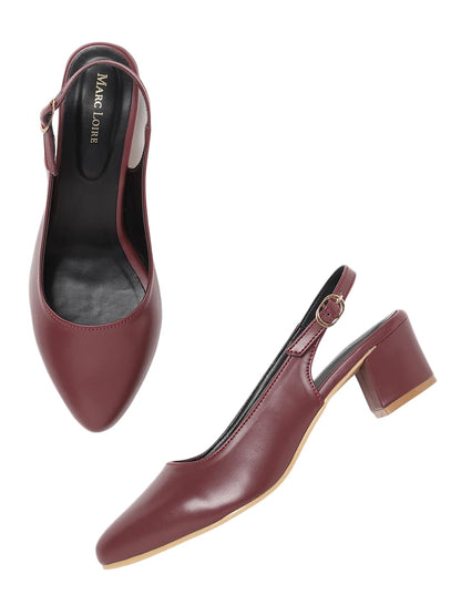 Marc Loire Women's Pointed Toe Block Heel Pumps for Office, Party and Formal Occasions