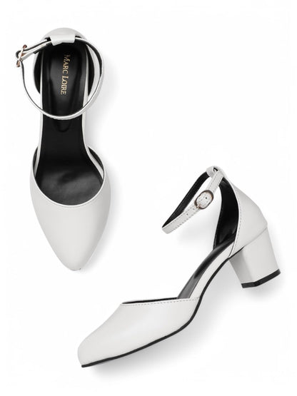 Marc Loire Women’s Pointed Toe Block Heel Fashion Sandals with Buckled Ankle Strap