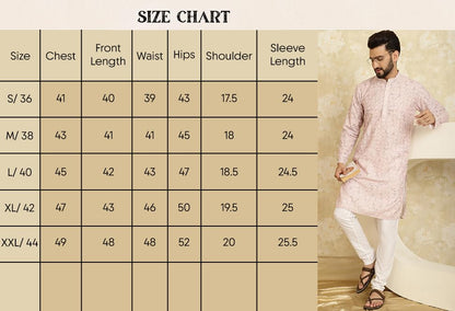 SOJANYA (Since 1958 Men's Cotton Contrast Embroidered Sequinned Long Kurta