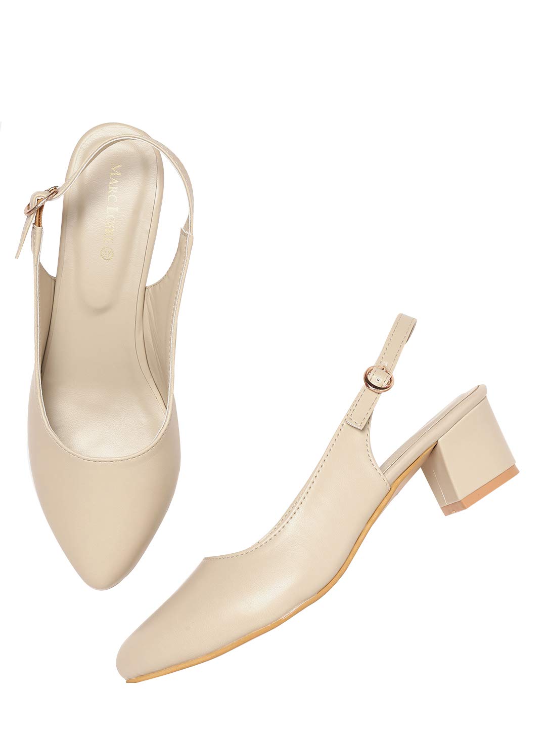 Marc Loire Women's Pointed Toe Block Heel Pumps for Office, Party and Formal Occasions