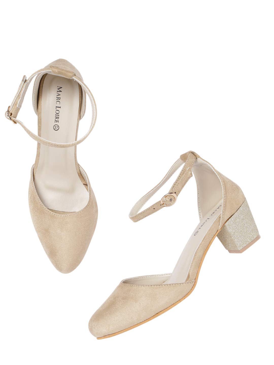 Marc Loire Women’s Pointed Toe Block Heel Fashion Sandals with Buckled Ankle Strap